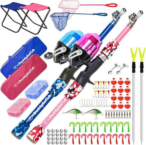 Kids Fishing Rod Reel Combo Starter Set with Tackle Box 4-5ft Kit