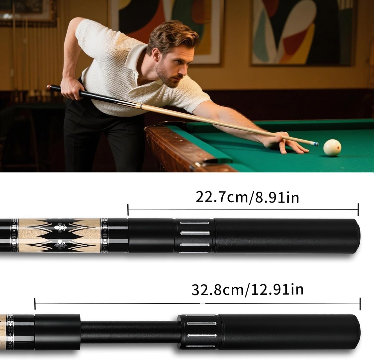 58" Adjustable Pool Cue 19oz–21oz Canadian Maple 12.5mm Pro Stick Set