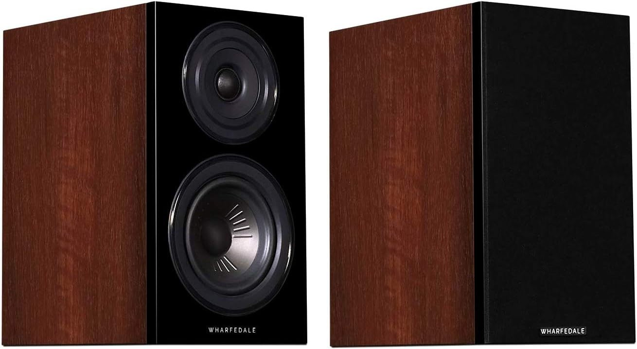 Compact Bookshelf HiFi Speakers 60W Pair Walnut Finish Stereo Audio 8 Ohm