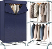 1500W Heated Clothes Airer With Cover Electric Indoor Dryer 2 Tier Timer