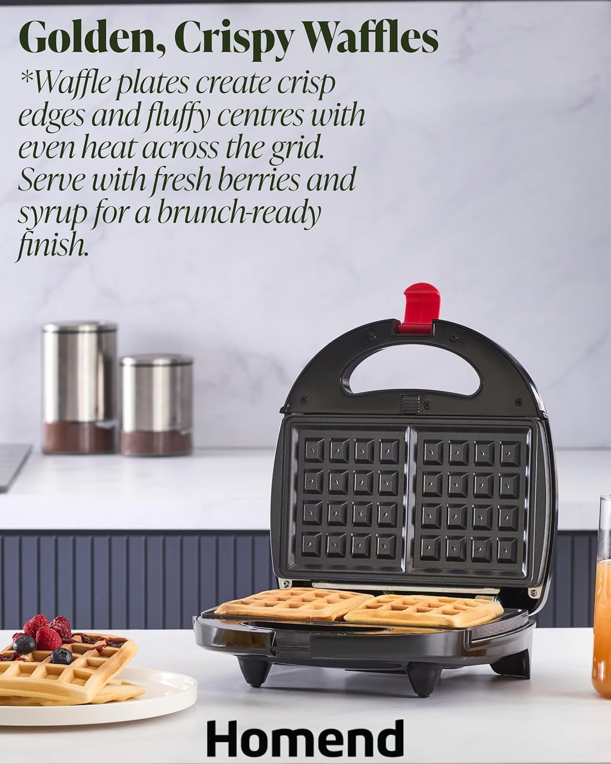 2-in-1 Panini Press & Waffle Maker Compact Vertical Storage 750W