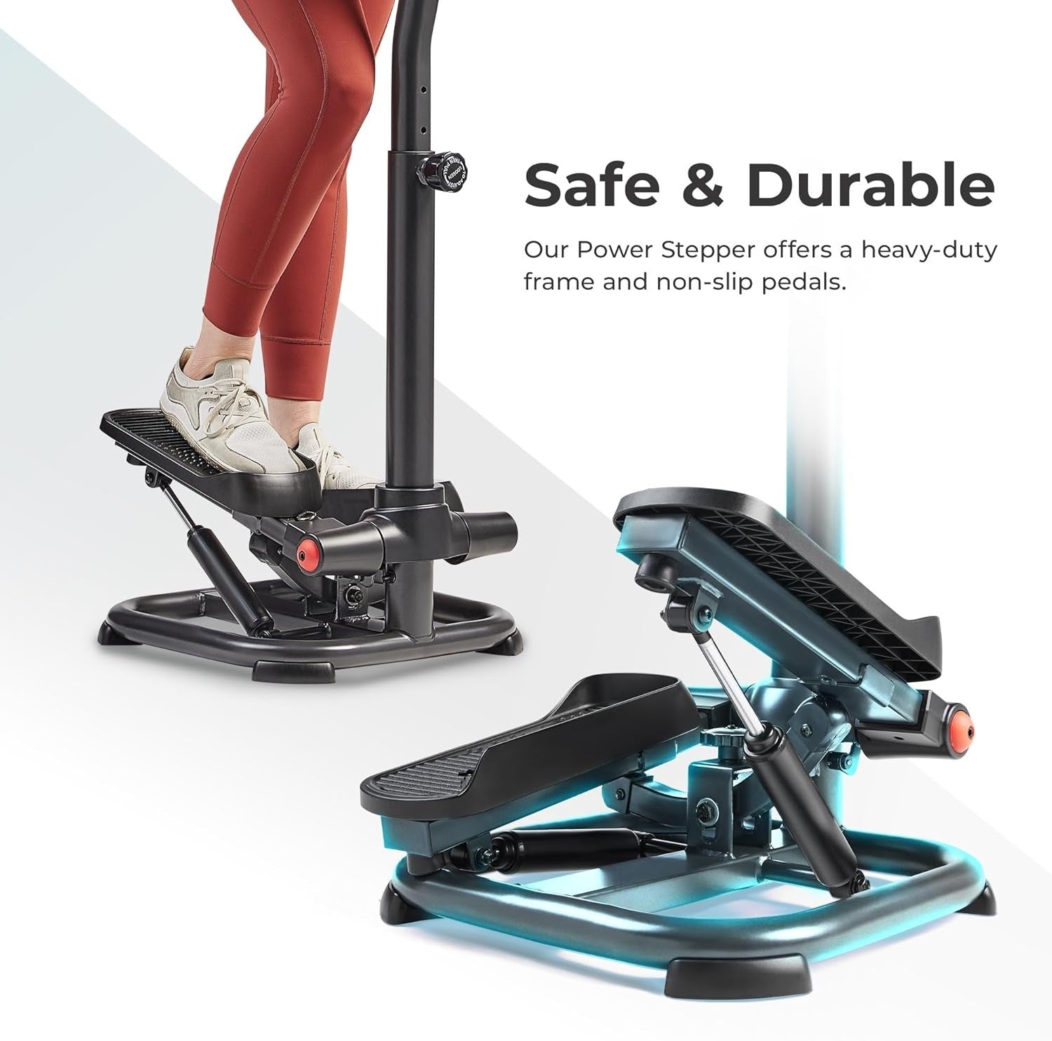 Heavy-Duty Stair Stepper for Home w/ Adjustable Height, LCD Monitor & Bands