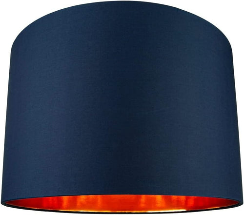 Midnight Blue Drum Lamp Shade 16” Copper Inner Modern Floor Pendant