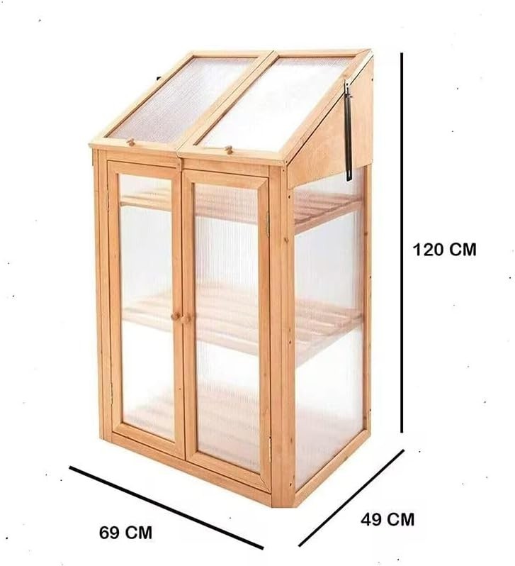 Premium Wooden Mini Greenhouse 3-Tier Cold Frame UV-Proof Adjustable Roof