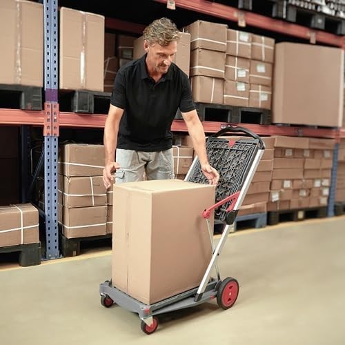 Collapsible Folding Cart Mobile Utility Trolley Grey Platform Truck