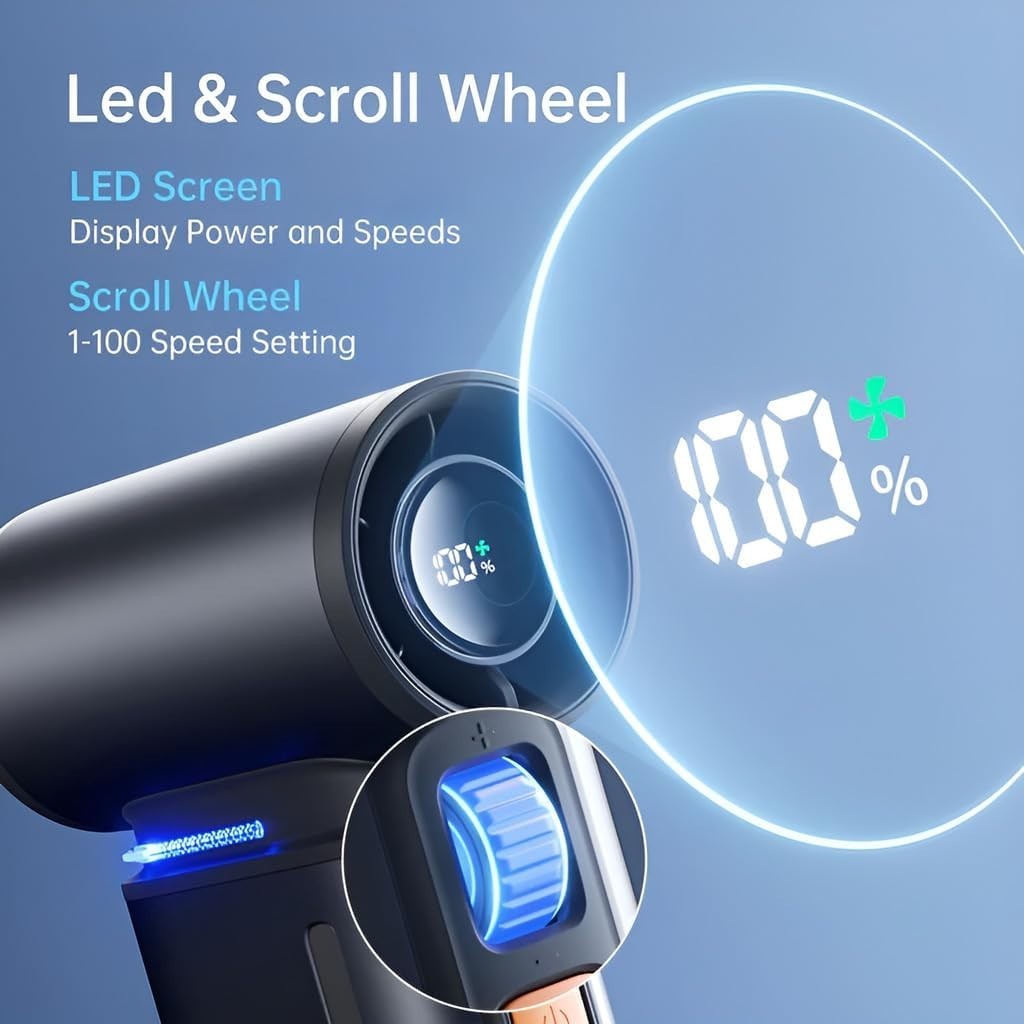 Portable Handheld Turbo Fan Black 100Speed Rechargeable Mini Cooling Fan 9000mAh