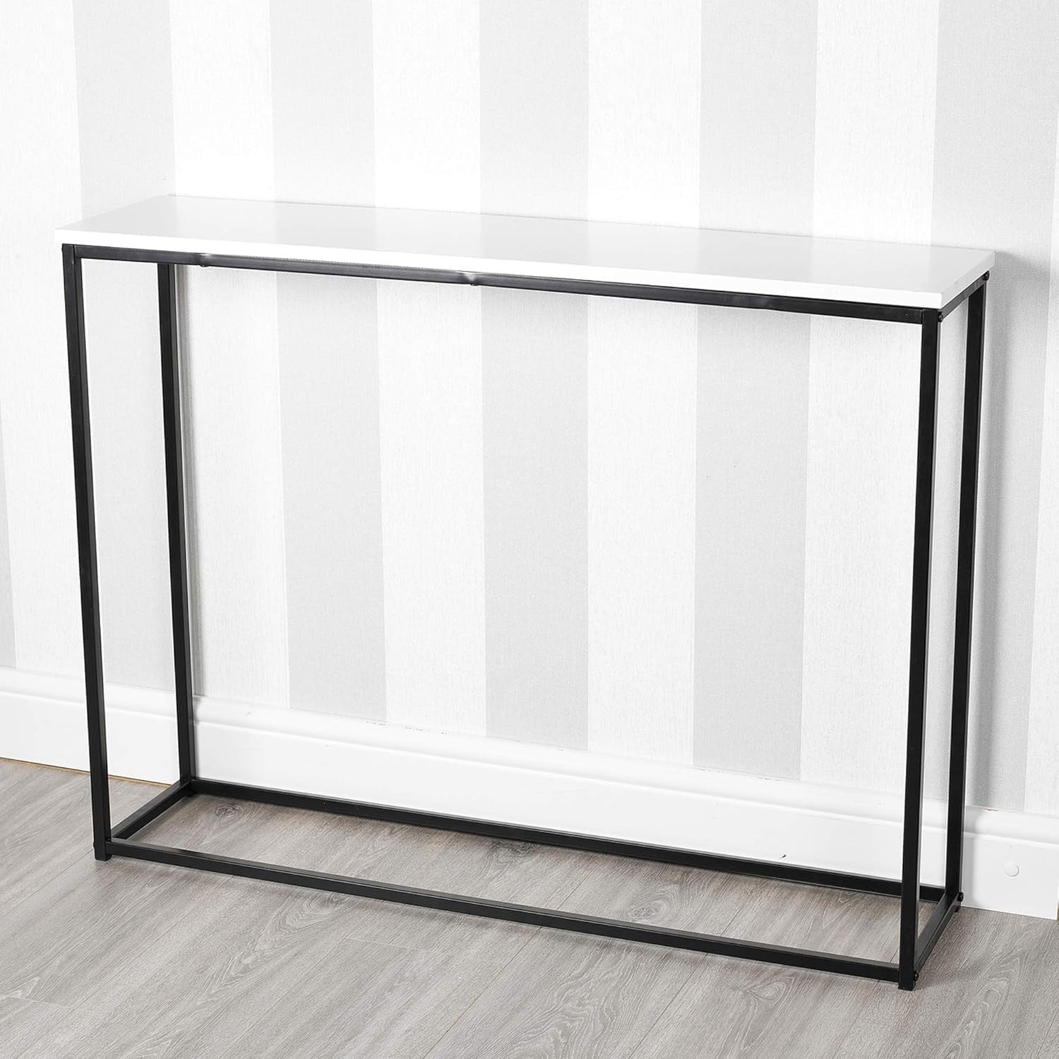 Wooden Hallway Console Table with Metal Legs – Modern Industrial Storage