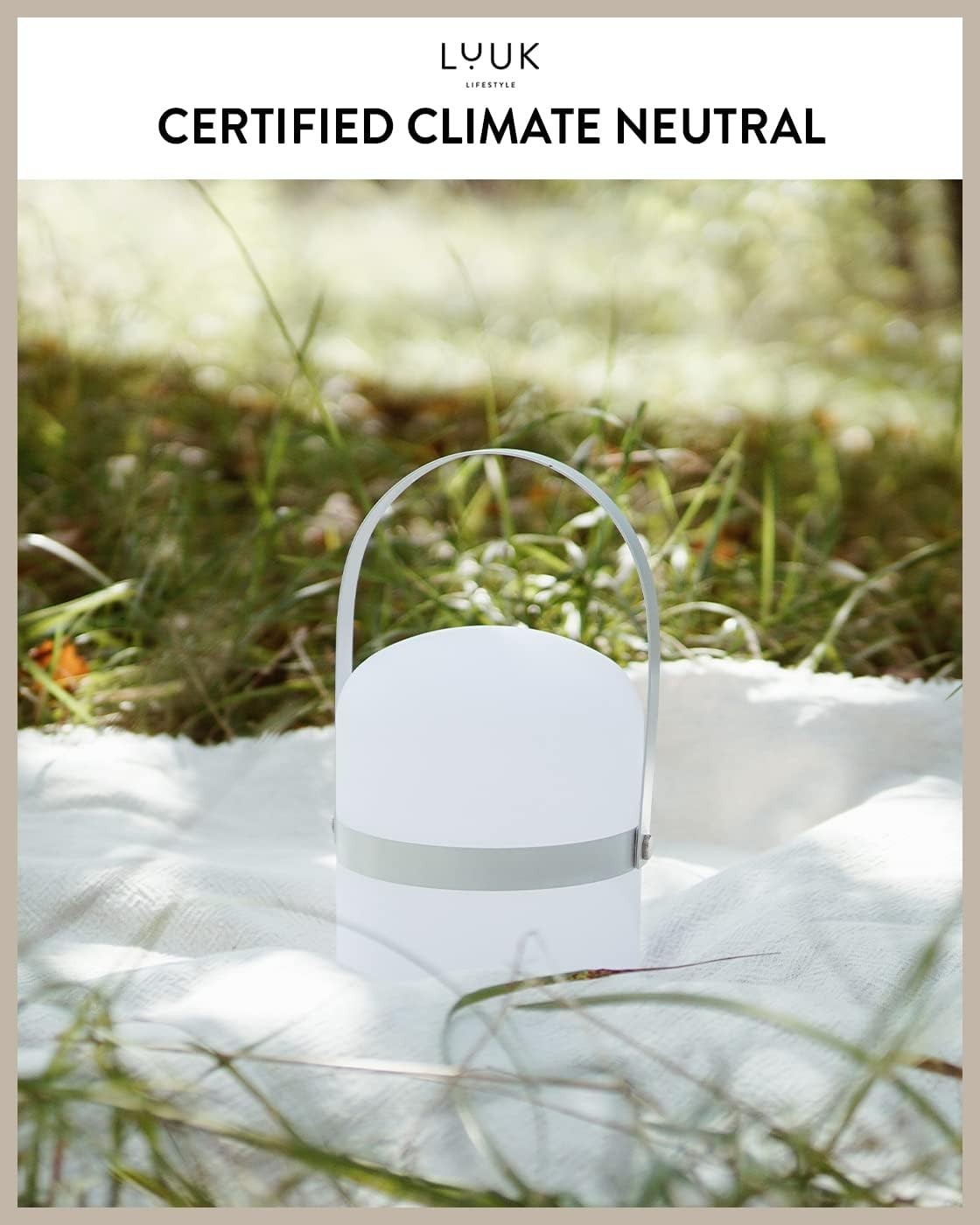 LED Lantern White 26.5cm Portable Rechargeable