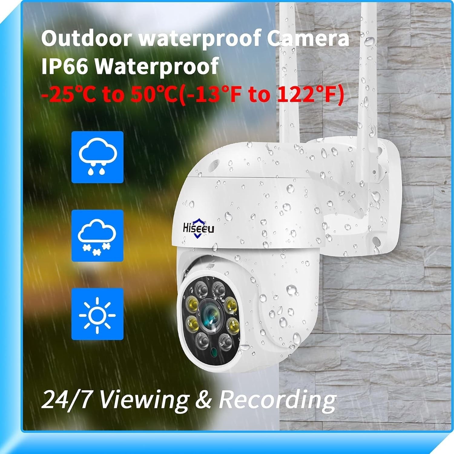 2K PTZ Security Camera Outdoor 360° Auto Tracking Color Night Vision