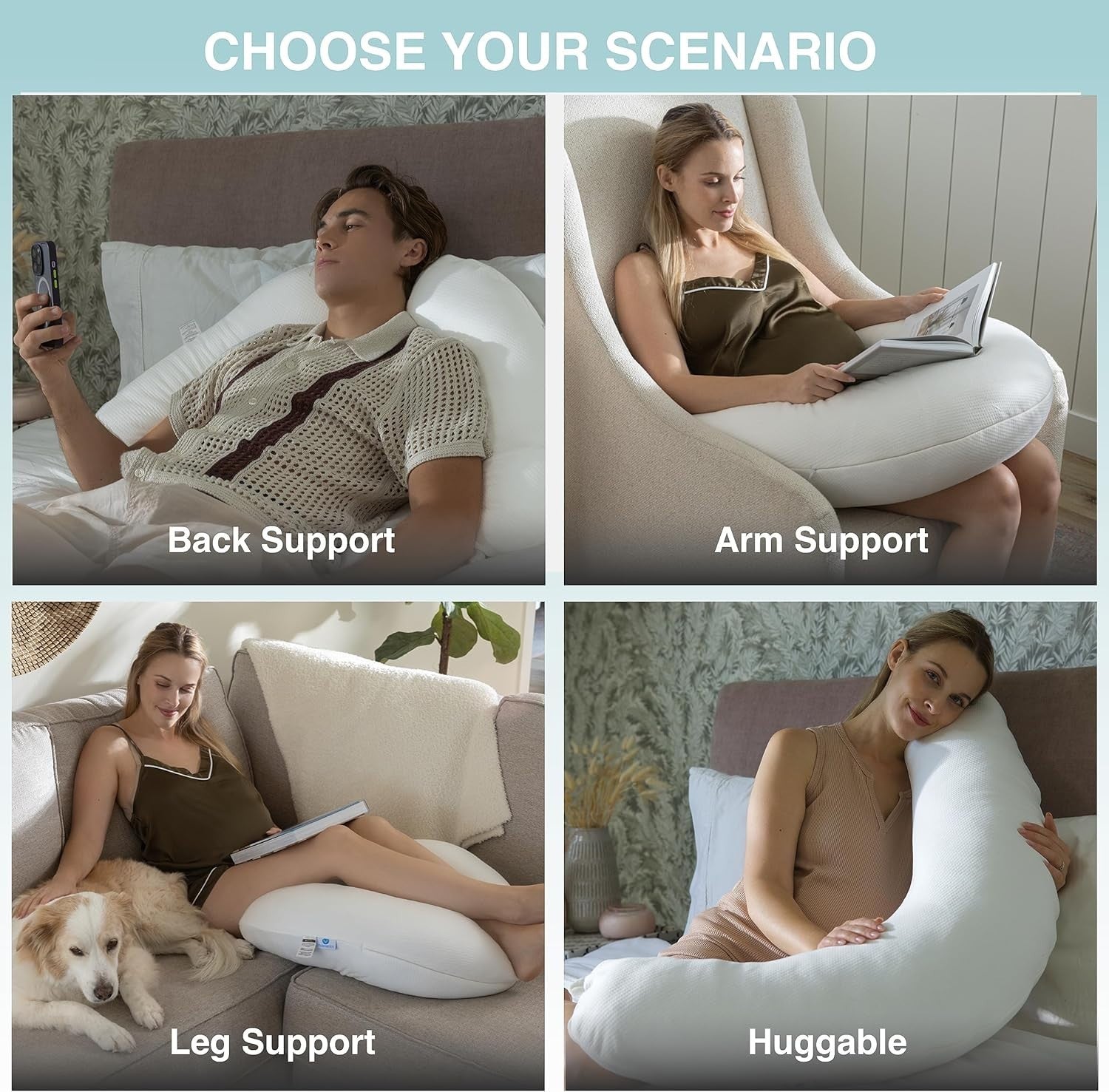 Pregnancy Pillow 2-in-1 Nursing Maternity Full Body Leg Support Washable
