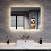 LED Bathroom Mirror 90x70cm Wall Mounted Anti-Fog Sensor Light Heated Pad
