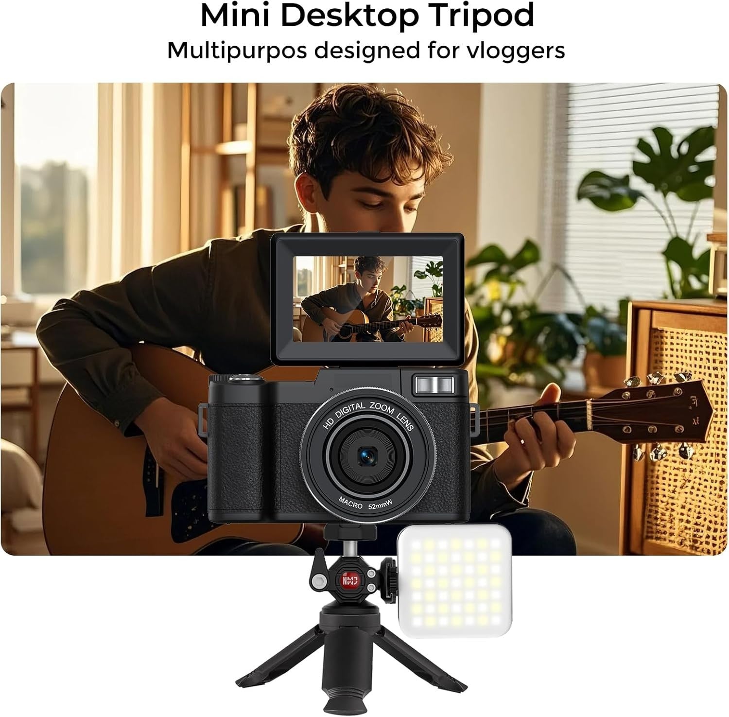 5K 64MP Vlogging Camera WiFi Flip Screen Tripod Camera Kit
