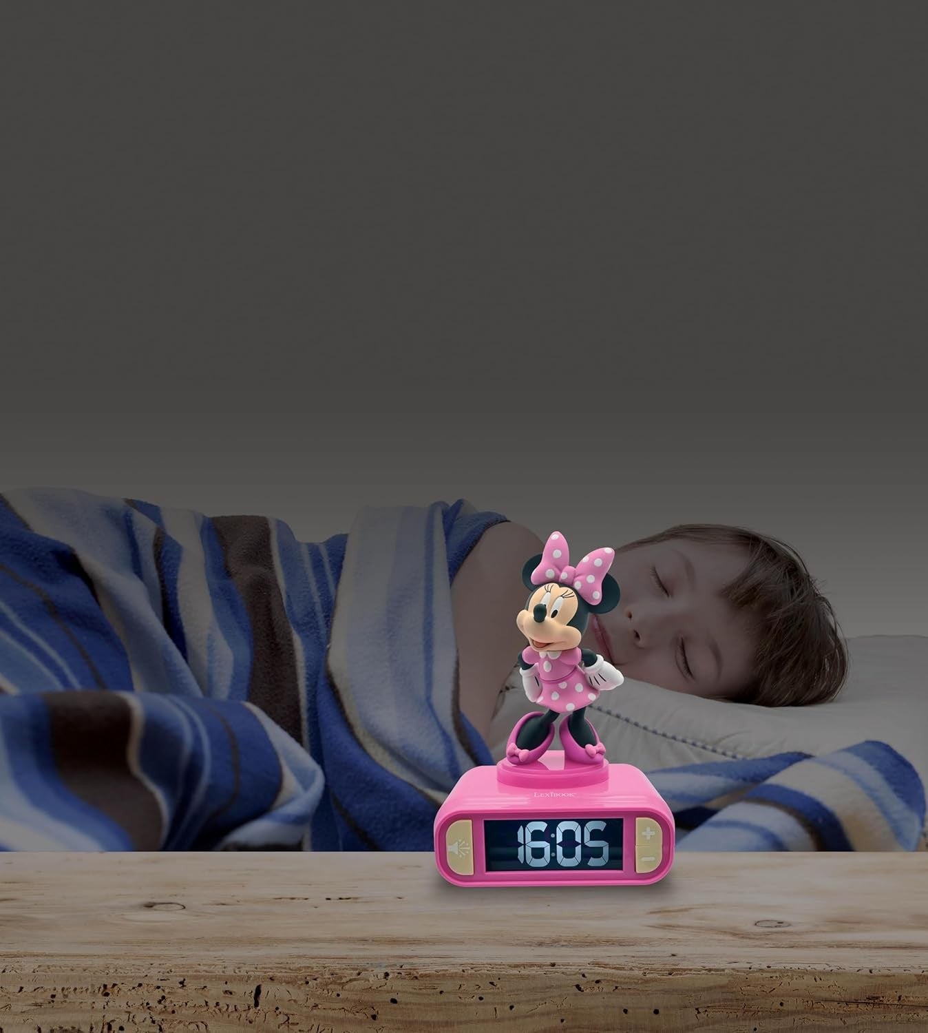 Kids Cartoon Alarm Clock Night Light LED Display Snooze Sounds Bedroom