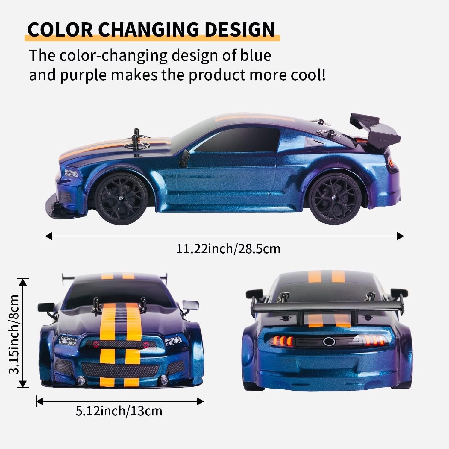 1:14 RC Drift Car 4WD High Speed Remote Control Car Boys Kids Gift Blue-Purple