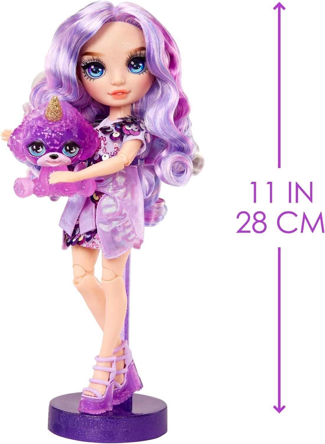 Purple Fashion Doll with Sparkle Slime Magical Pet Accessories 28cm