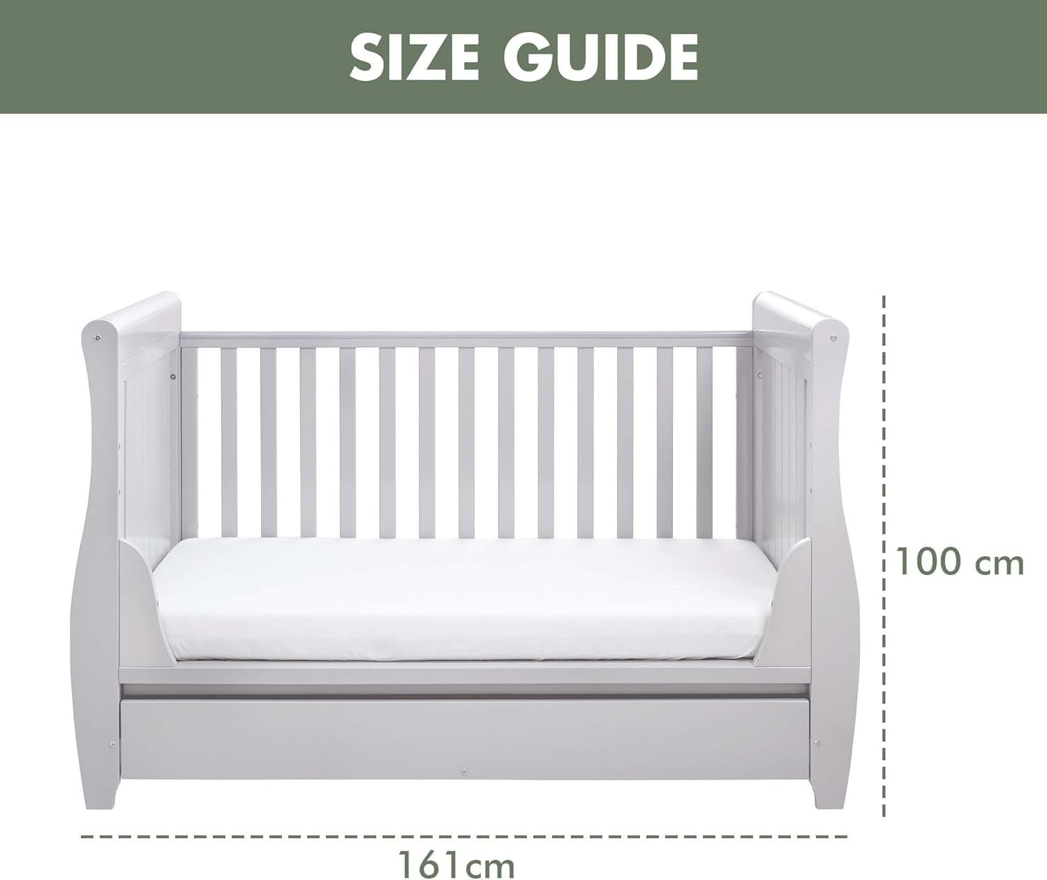 Baby Cot Bed Convertible Toddler Day Bed Adjustable Height Solid Wood Grey