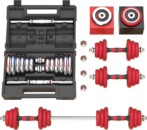 3-in-1 Adjustable Dumbbell Barbell Set 20kg Cast Iron Home Gym Weights