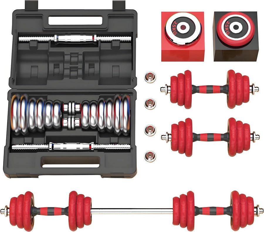 3-in-1 Adjustable Dumbbell Barbell Set 20kg Cast Iron Home Gym Weights