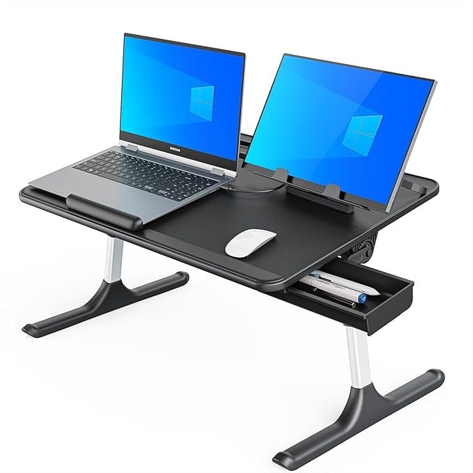 XL Foldable Laptop Desk for Bed Sofa Adjustable Lap Table with Book Stand