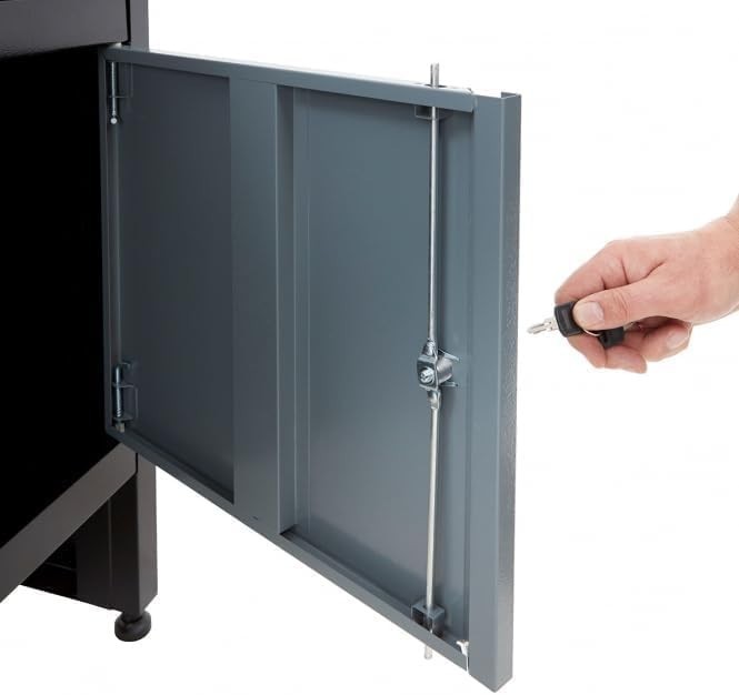 120cm Garage Workbench with 7 Drawers 300kg Load Solid Wood Top Black/Grey