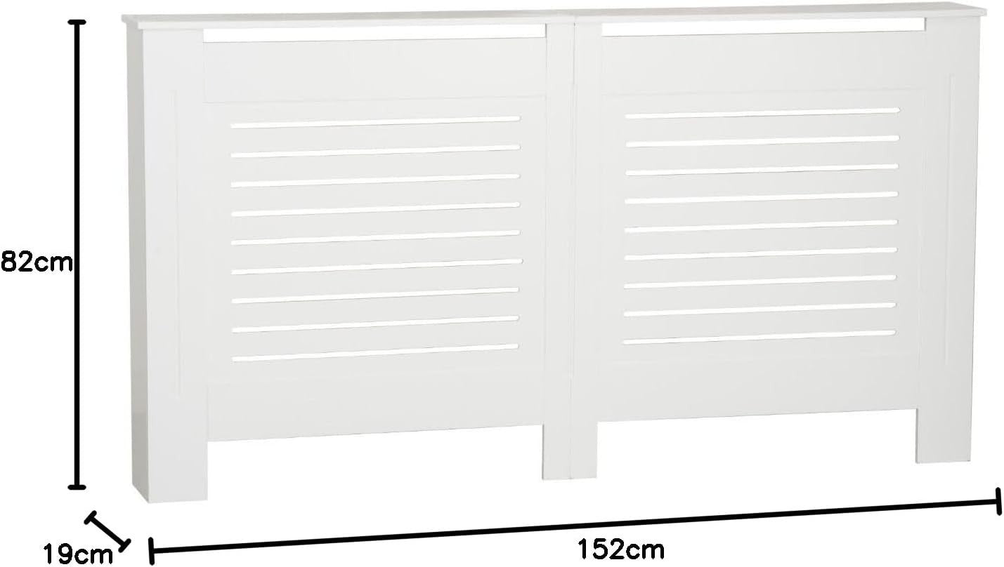 Modern Wooden Radiator Cover MDF Grill Cabinet Shelf | White Large | Decorative