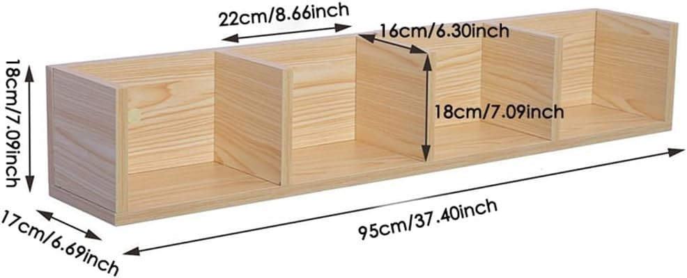 Wall Mounted CD DVD Storage Shelf 4 Cube Floating Media Organizer Wood