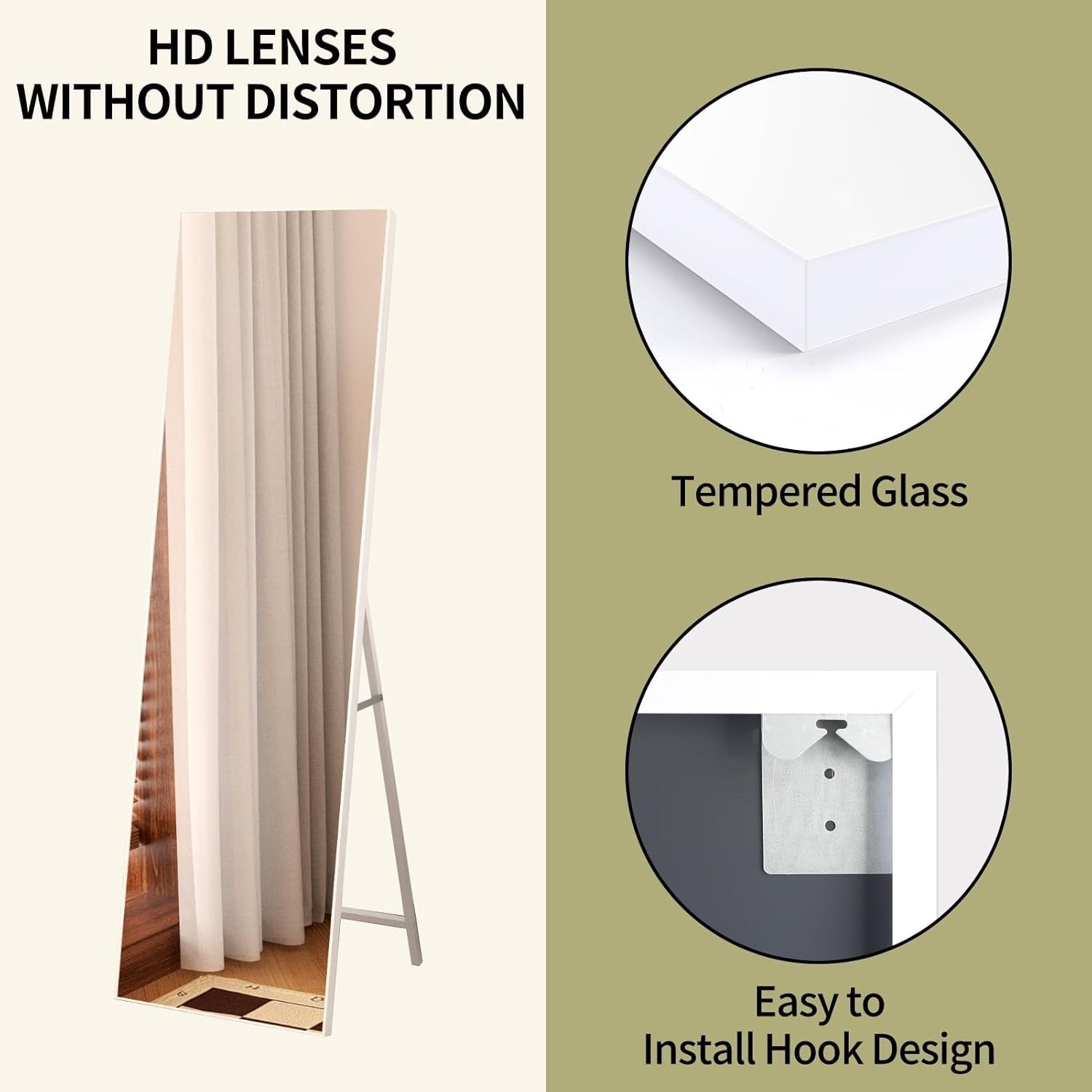 Full Length Mirror 140x41cm White Frame | Standing Wall-Mountable