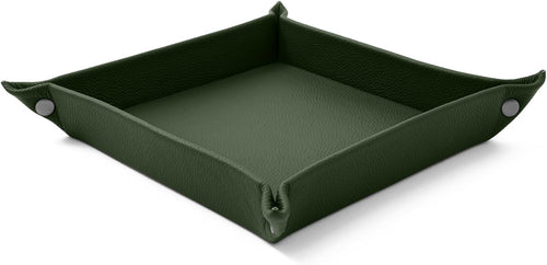 Leather Valet Tray Green – Desk Organiser for Keys, Coins & Jewellery