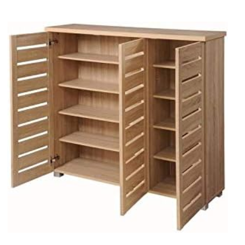 Space-Saving 5 Tier Shoe Storage Cabinet 3 Door Organizer Sonoma Oak