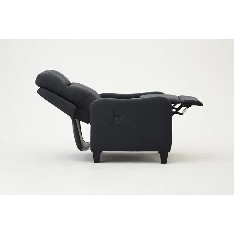 High Back Recliner Armchair Push Back Dark Grey Fabric Lounge Chair
