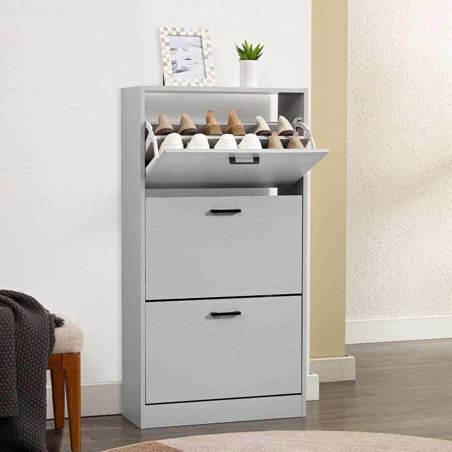 3 Drawer Shoe Cabinet with Adjustable Shelves Slim Space-Saving Storage