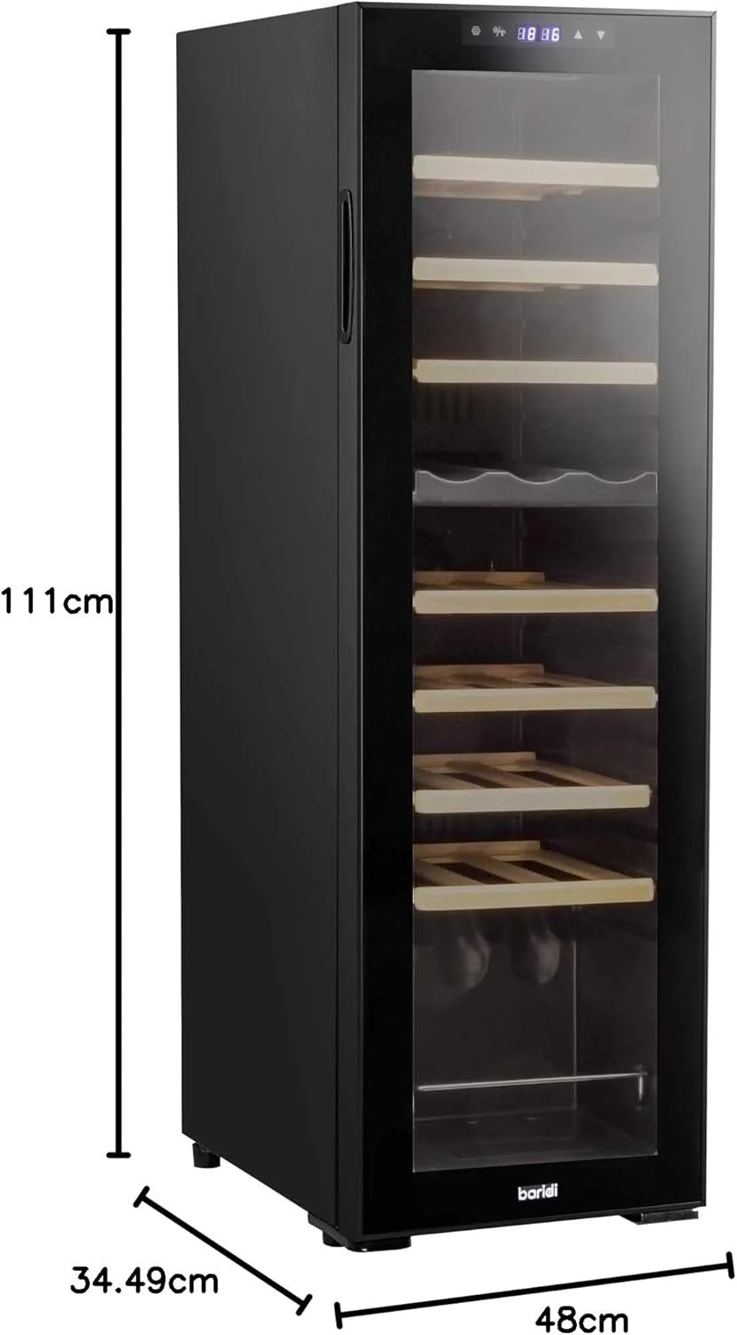 27 Bottle Dual Zone Wine Cooler Fridge Touch Screen LED Glass Door Black