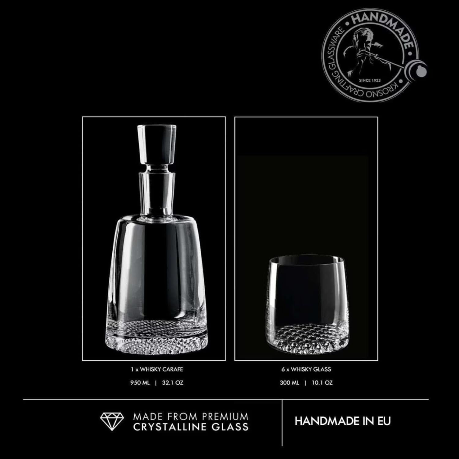 950ml Crystal Whisky Decanter Set with 6 Glasses | Premium Gift for Men