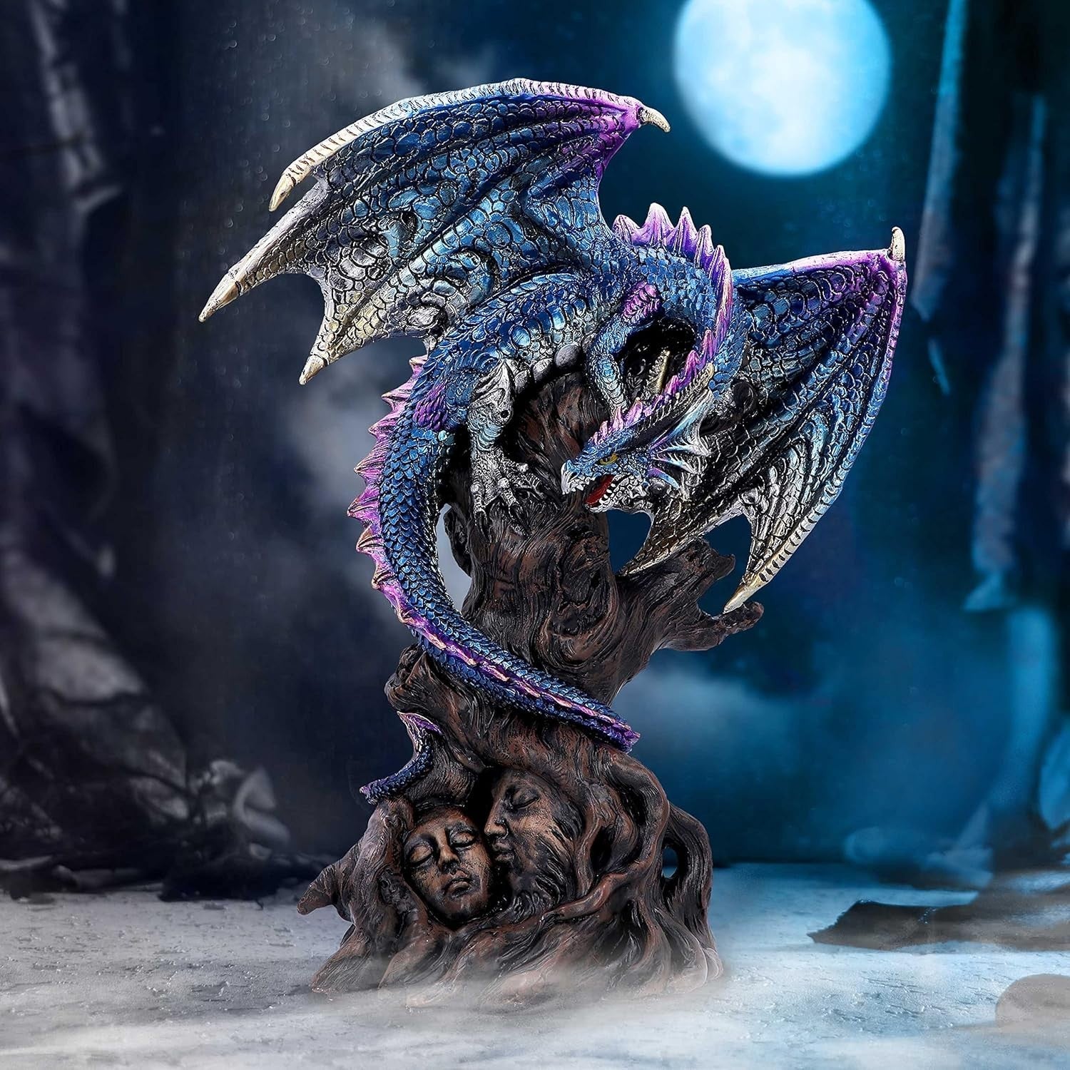 Fantasy Dragon Figurine 27.5cm Resin Gothic Sculpture Hand-Painted Home Decor
