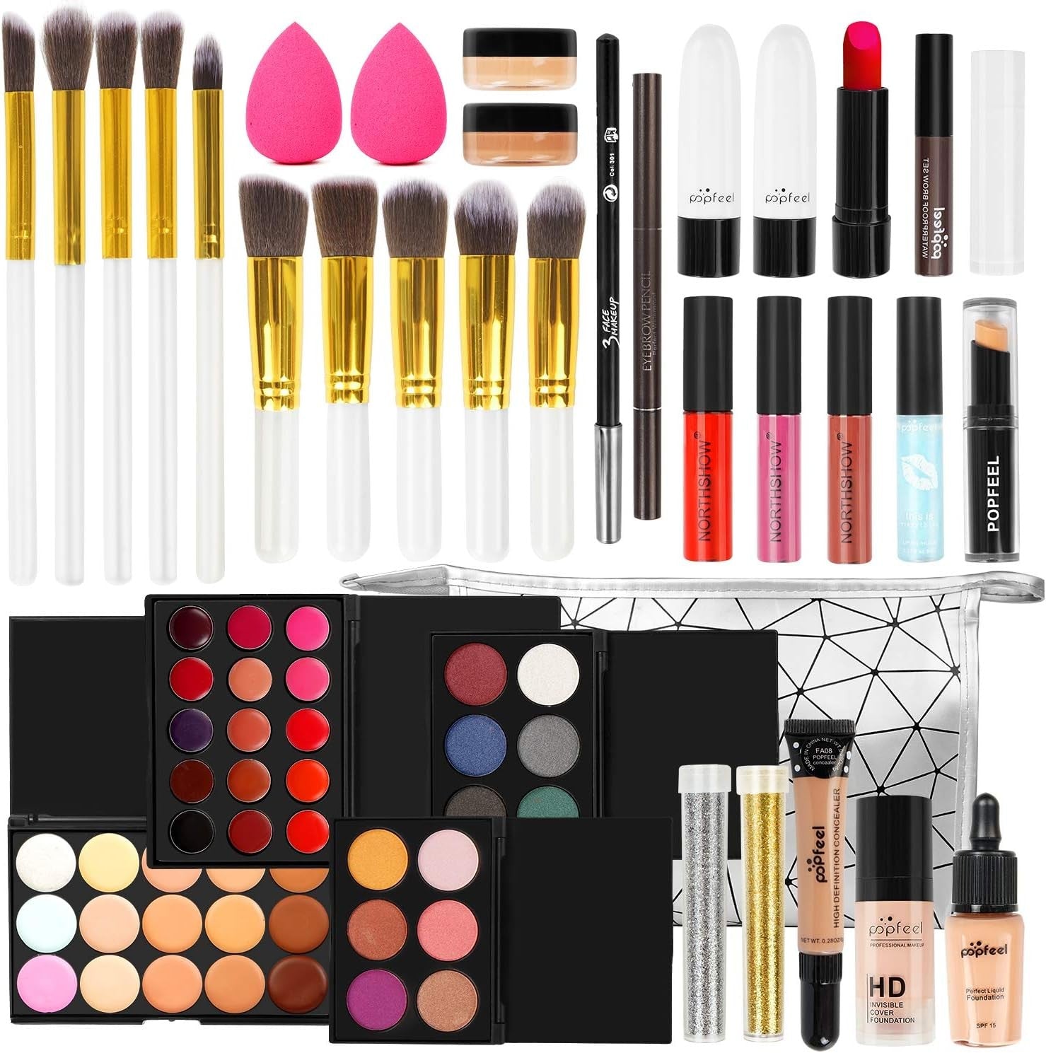 All In One Makeup Gift Set Full Kit Eyeshadow Foundation Lipstick