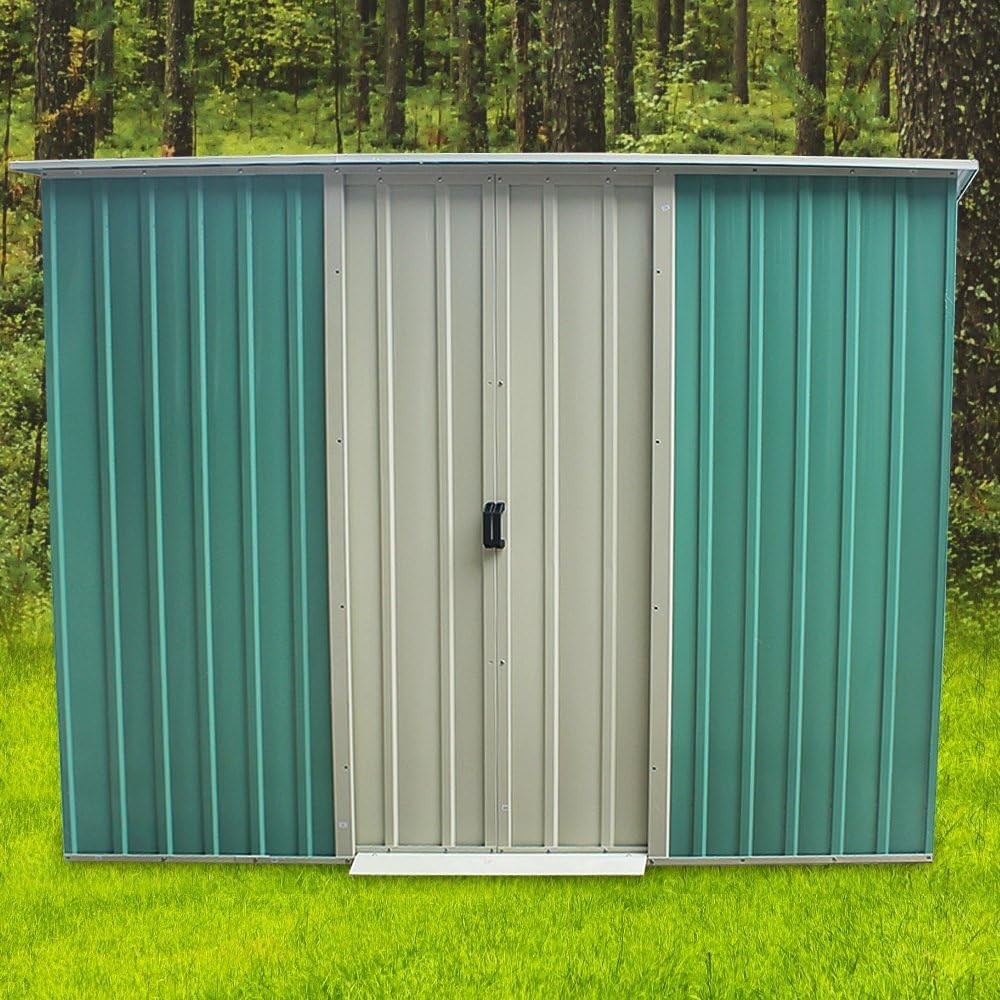 Large Metal Garden Storage Shed 10x8ft Waterproof Outdoor Tool & Bike Shed Green