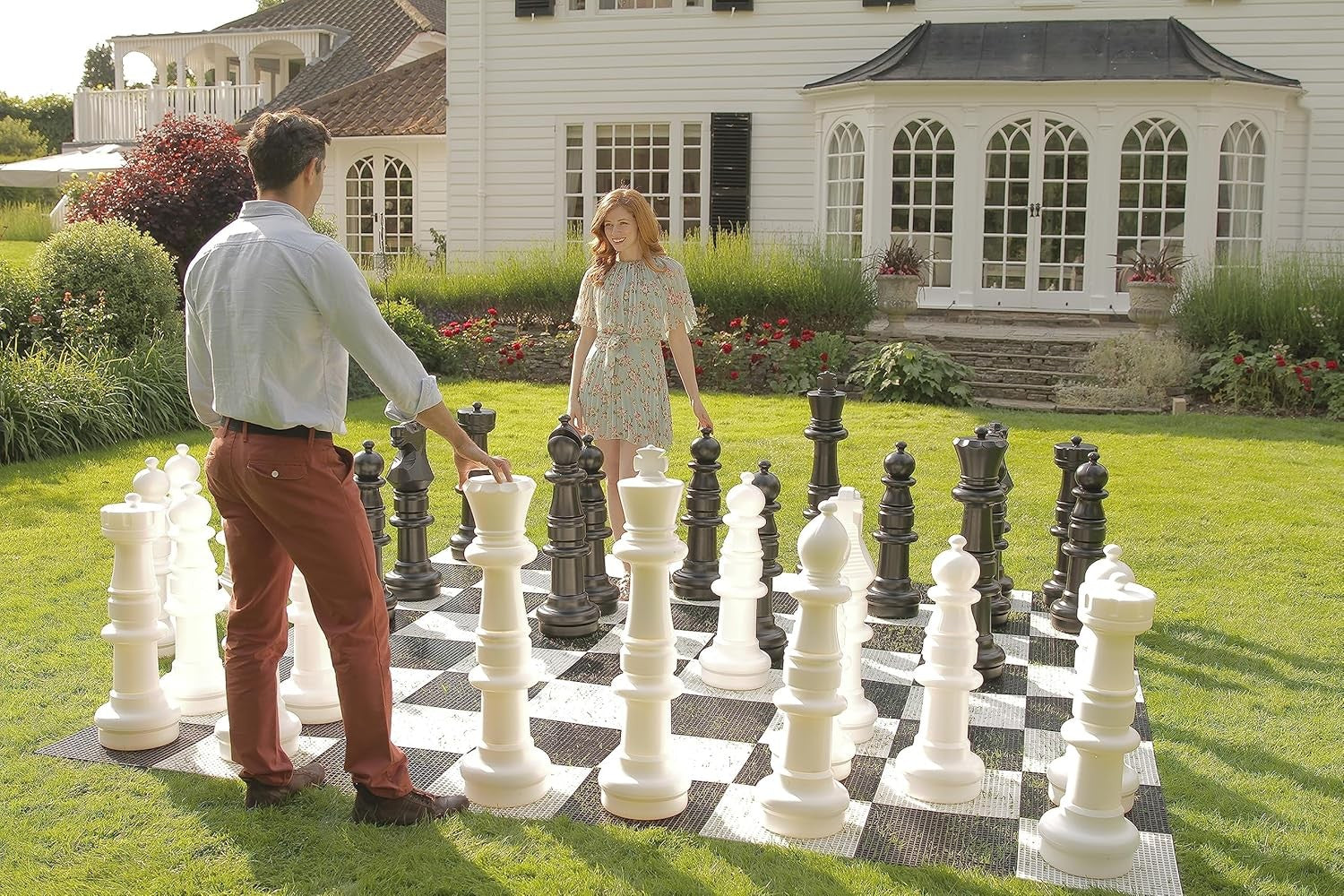 Giant 90cm Outdoor Mega Chess Set with Large Board | UV-Pro Chess for Garden Fun