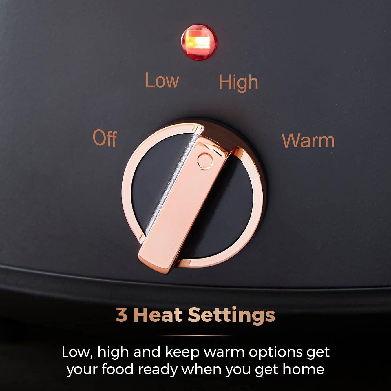 3.5L Slow Cooker with Removable Pot, 3 Heat Settings, Cool Touch Handles