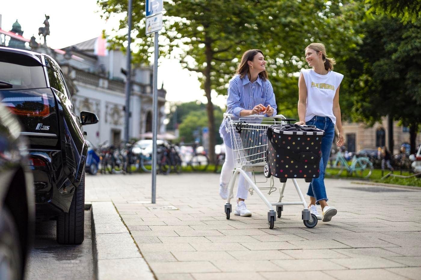 Luxury Shopping Trolley Bag Removable Fabric Basket Water Resistant Dots