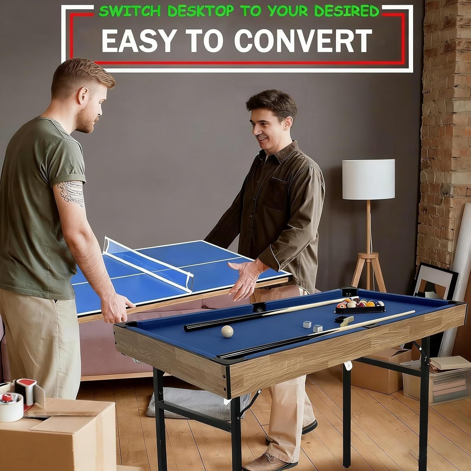 6 in 1 Folding Game Table Pool Hockey Tennis Bowling Family Arcade
