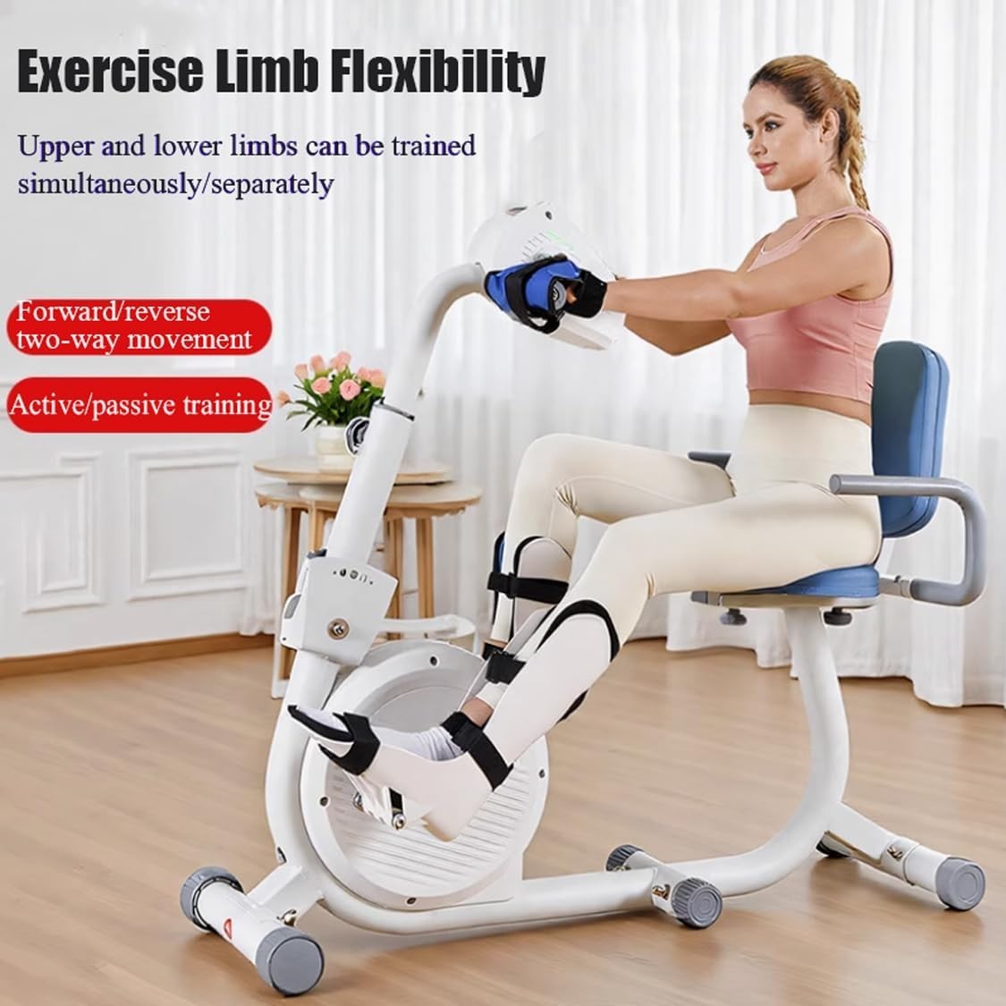 Recumbent Rehab Exercise Bike Motorized Arm Leg Trainer Adjustable Seat Home