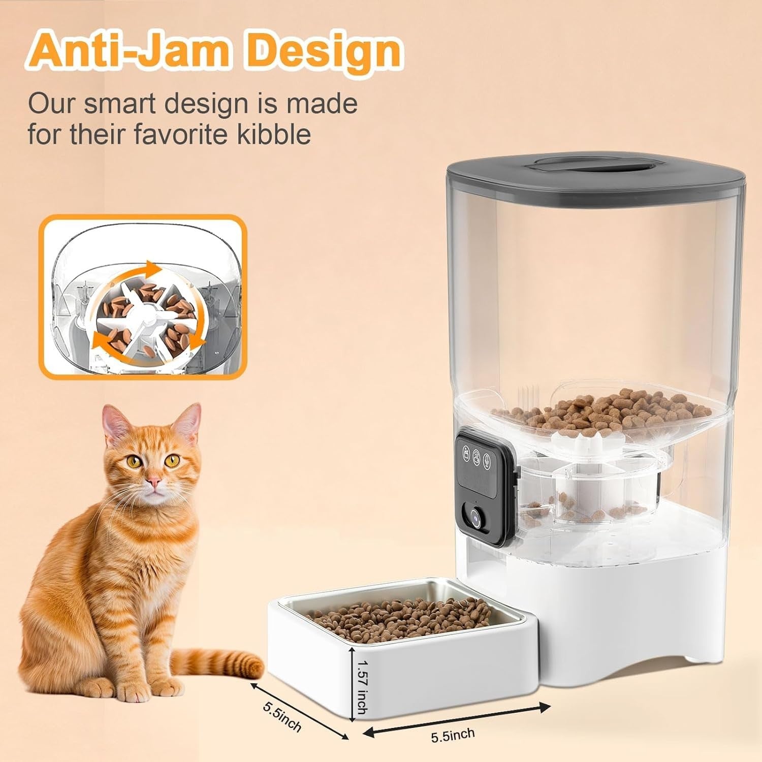 Smart Pet Feeder Camera WiFi App Control 6L Auto Food Dispenser HD