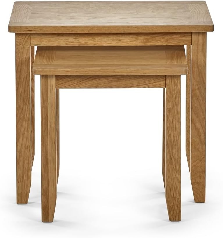 Oak Wood Nesting End Tables Set of 2 Rectangular Space Saving Side Table