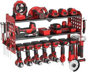 Wall Mounted Power Tool Organizer 3 Tier 7 Drill Rack Red