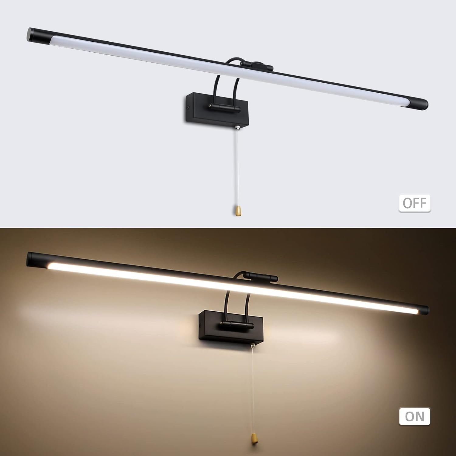 Adjustable LED Bathroom Vanity Light 16W Black Wall Sconce 90cm