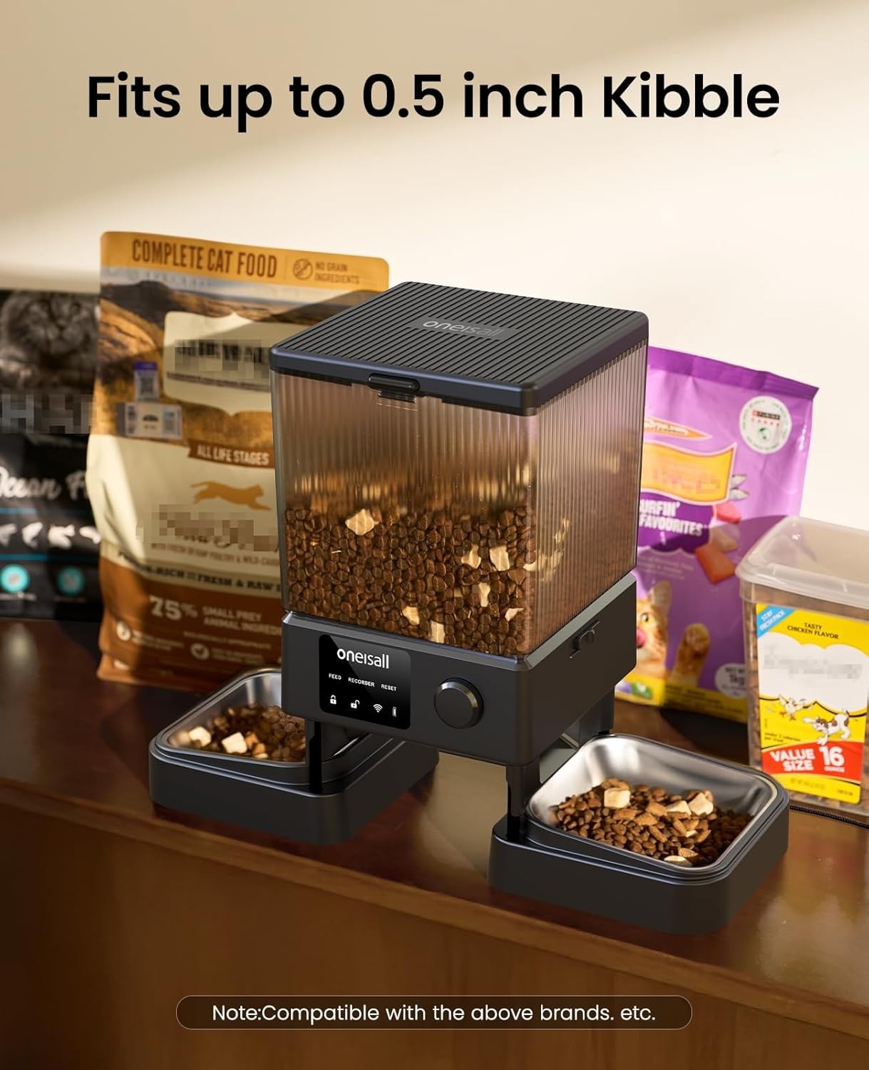 Automatic Cat Feeder 2 Cats WiFi App Control 5L Dual Bowl Food Dispenser