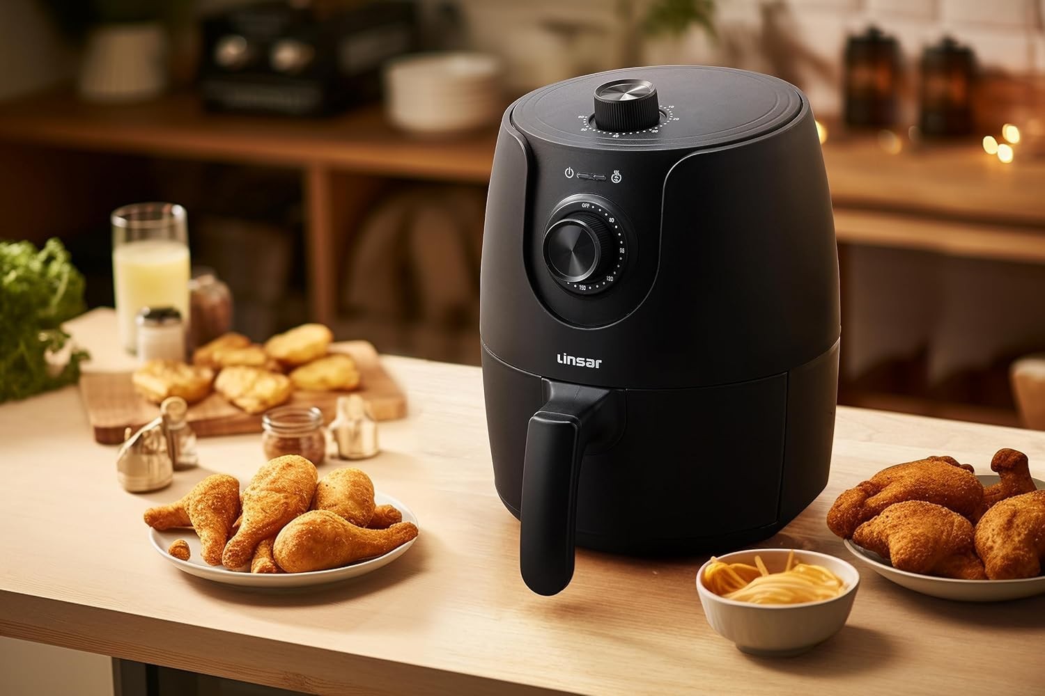 Compact Air Fryer 1.8L 1200W Oil Free Timer Temp Control Fast Energy Saving