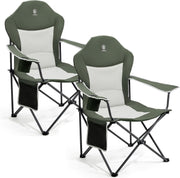 Heavy Duty Folding Camping Chairs Set 2 Cup Holder Padded High Back