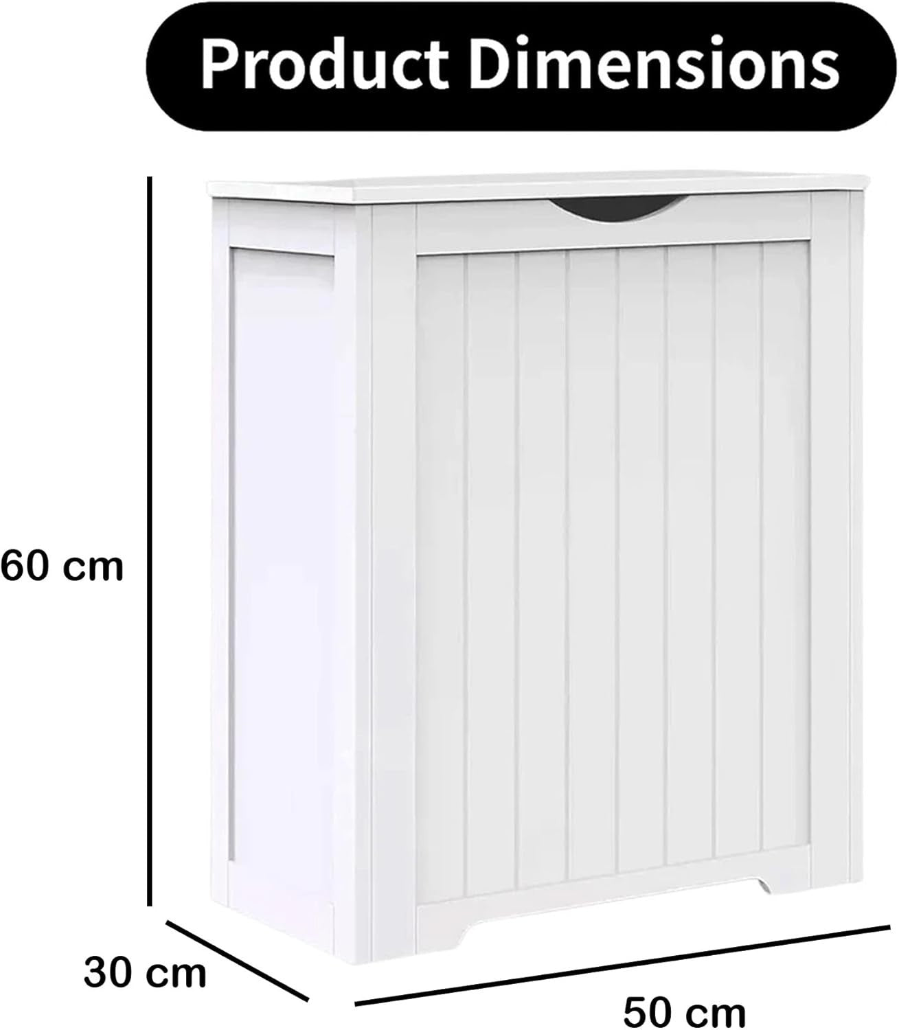 Laundry Hamper Cabinet Wooden Storage Chest with Lid White Bathroom Unit