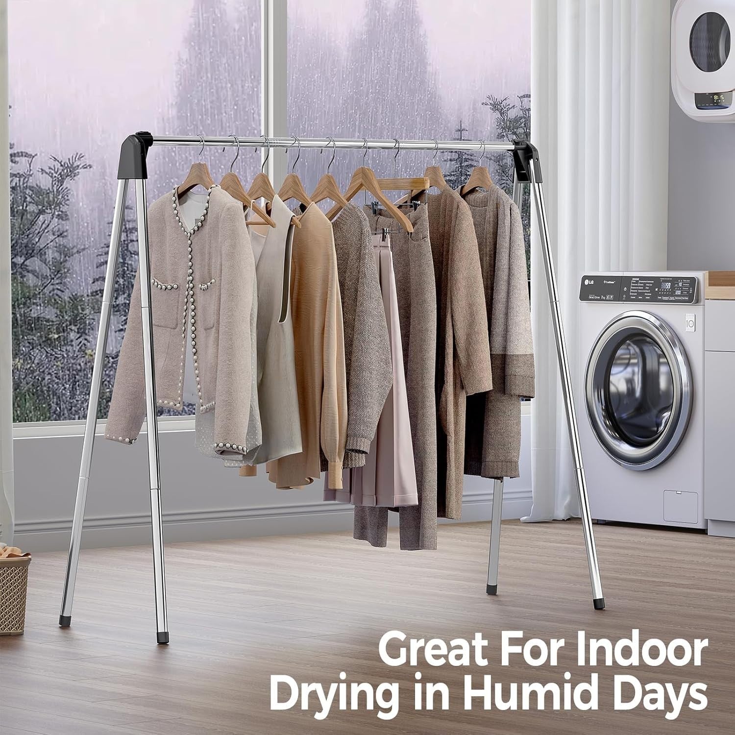 Foldable Stainless Steel Clothes Drying Rack Airer – 121cm